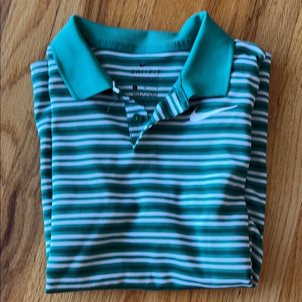 Nike Striped Green Polo Shirt